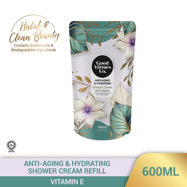 Good Virtues Co. Anti-Aging & Hydrating Shower Cream With Vitamin E 600ml