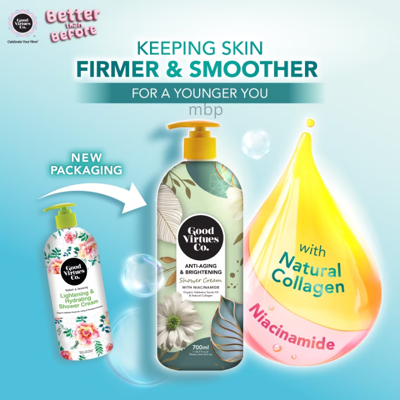 Good Virtues Co. Anti-Aging & Brightening Shower Cream With Niacinamide 700ml