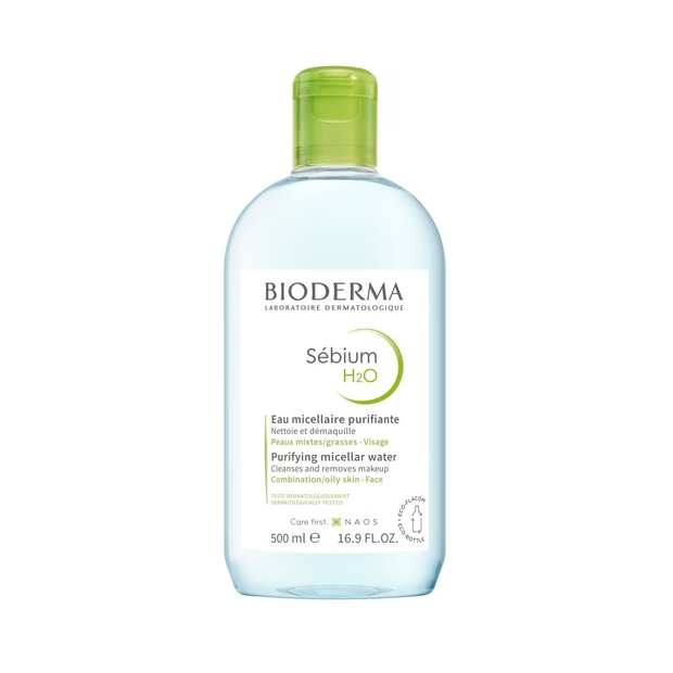 Bioderma Sebium H2O Purifying Micellar Water (Facial Non-Rinse Cleanser for Oily, Acne-Prone Skin) 500ml