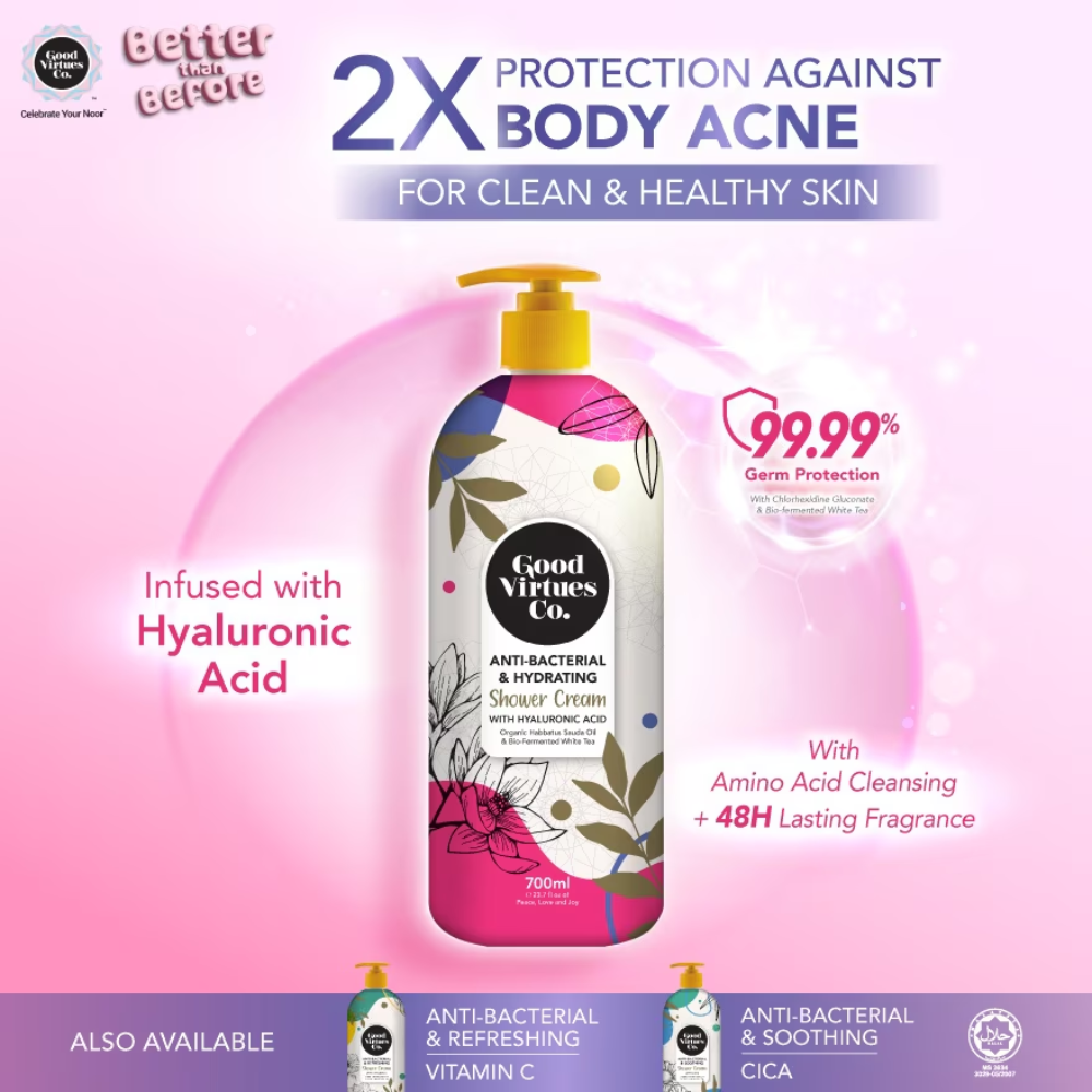 Good Virtues Co. Anti-Bacterial & Hydrating Shower Cream With Hyaluronic Acid 700ml