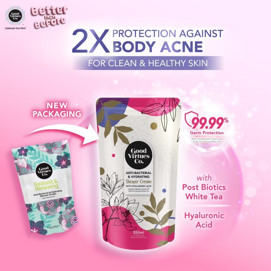 Good Virtues Co. Anti-Bacterial & Hydrating Shower Cream With Hyaluronic Acid 550ml