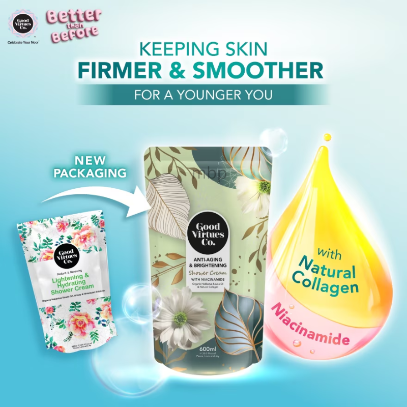 Good Virtues Co. Anti-Aging & Brightening Shower Cream With Niacinamide 600ml