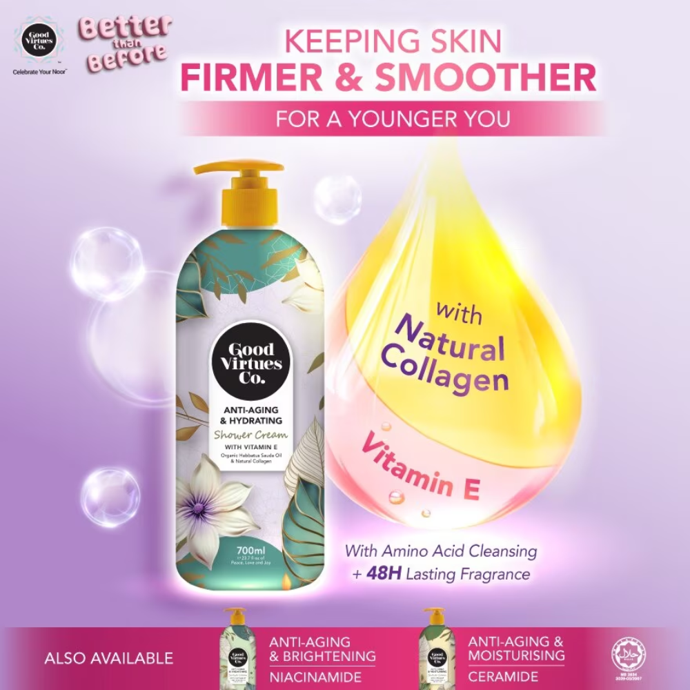 Good Virtues Co. Anti-Aging & Hydrating Shower Cream With Vitamin E 700ml