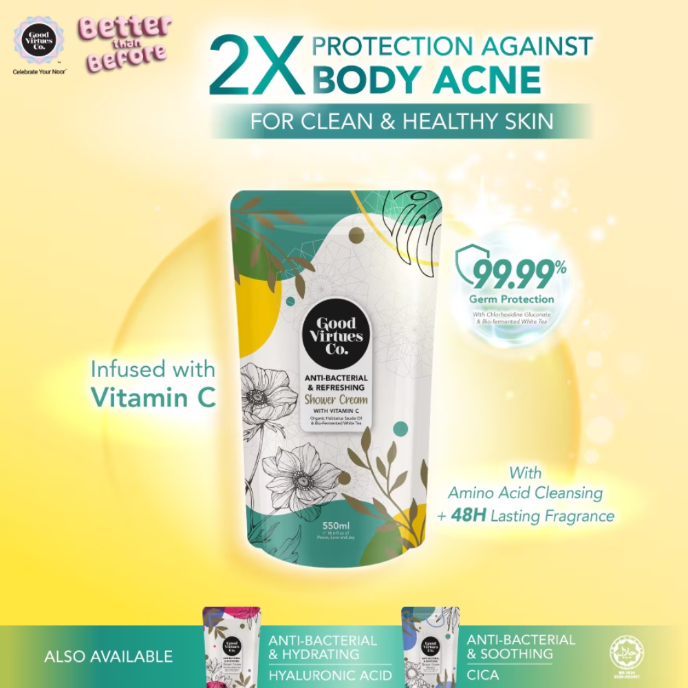 Good Virtues Co. Anti-Bacterial & Refreshing Shower Cream With Vitamin C 550ml