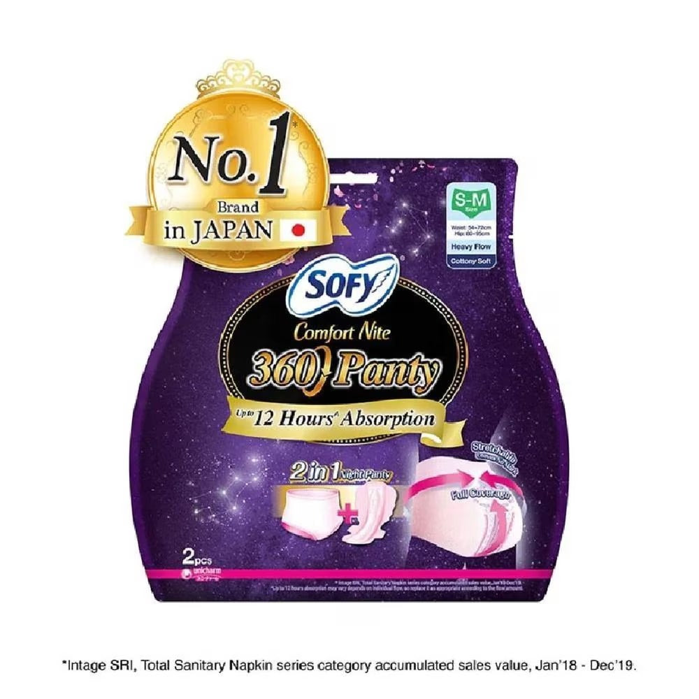 Sofy Comfort Nite 360° Panty Size S-M (Waist 54-72cm Hip 80-95cm) 2s