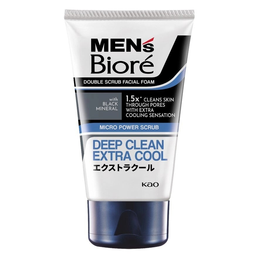 Men's Biore Double Scrub Facial Foam Deep Clean Extra Cool 100g