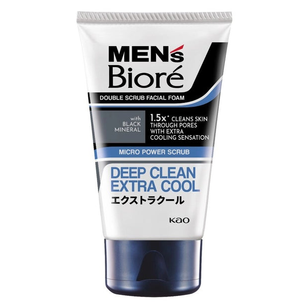 Men's Biore Double Scrub Facial Foam Deep Clean Extra Cool 100g