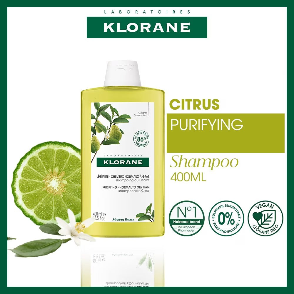 Klorane Purifying Citrus Shampoo (To Cleanses & Purifies Scalp, For Normal To Oily Hair) 400ml