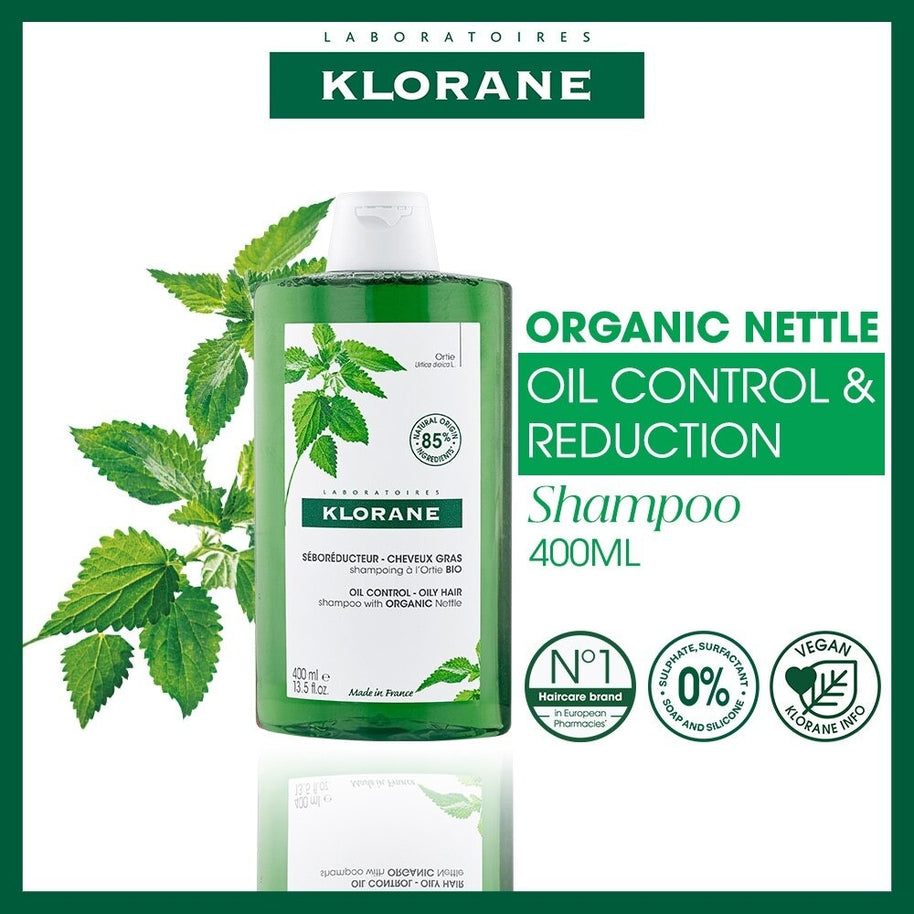 Klorane Oil Control Organic Nettle Shampoo (To Purifies, Gently Cleanses & Regulates Sebum) 400ml