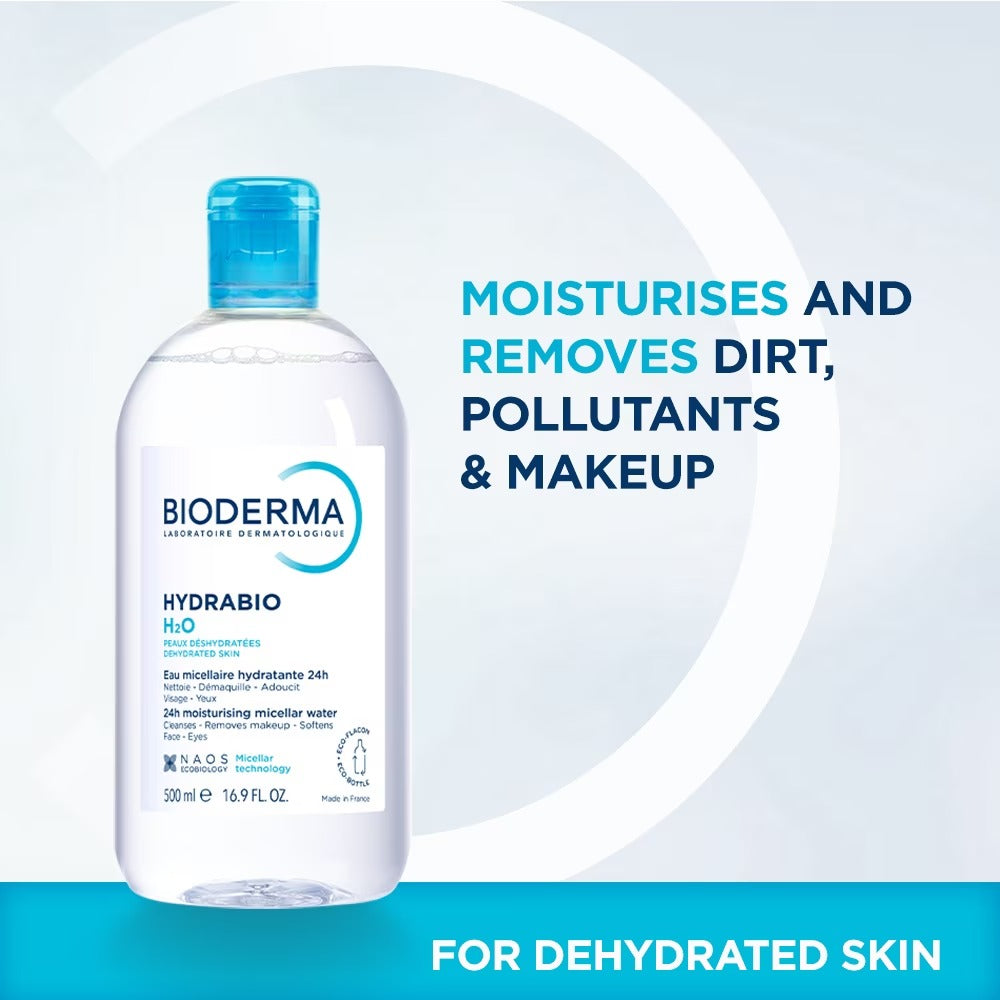 Bioderma Hydrabio H2O Moisturising Micellar Water (Facial Non-Rinse Cleanser for Dehydrated Sensitive Skin) 500ml