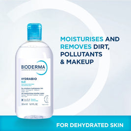 Bioderma Hydrabio H2O Moisturising Micellar Water (Facial Non-Rinse Cleanser for Dehydrated Sensitive Skin) 500ml