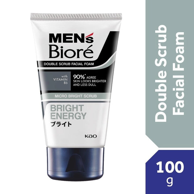 Men's Biore Double Scrub Facial Foam Bright Energy 100g