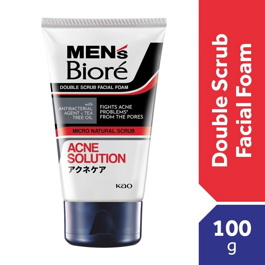 Men's Biore Double Scrub Acne Solution 100g Face Wash