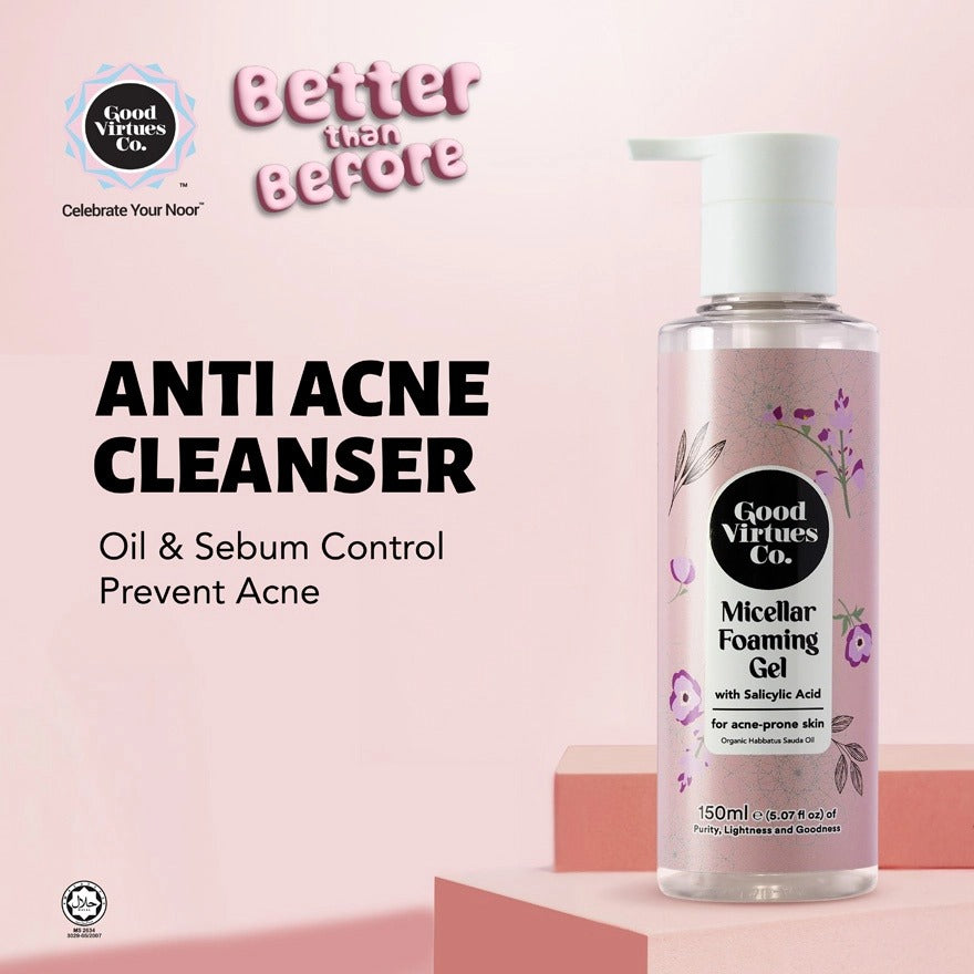 GVC Good Virtues Co. Micellar Foaming Gel with Salicylic Acid (For Acne Skin) 150ml