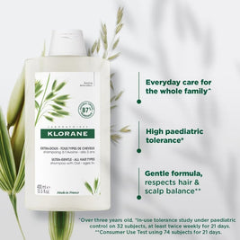 Klorane Ulta-Gentle Oat Shampoo (For All Hair Types, To Gently Cleanses, Softens & Protects Scalp & Hair) 400ml