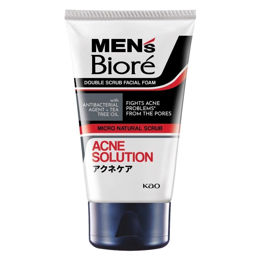 Men's Biore Double Scrub Acne Solution 100g Face Wash