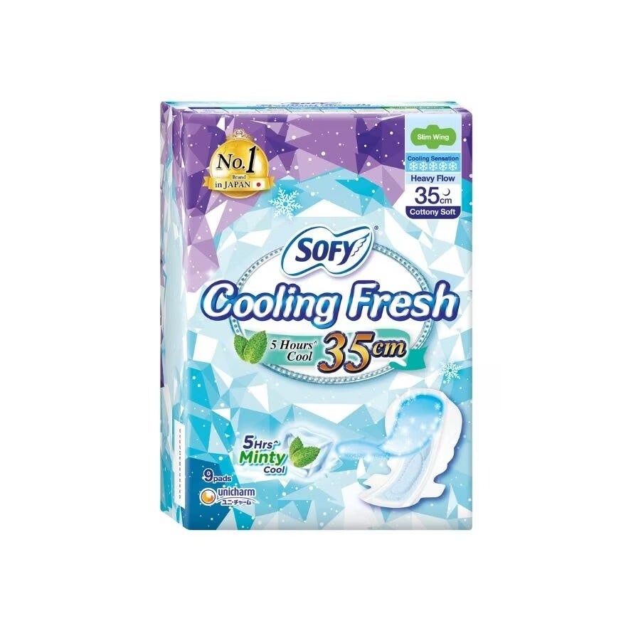 Sofy Cooling Fresh Slim Wing Night Pads 35.5cm 9s Mint