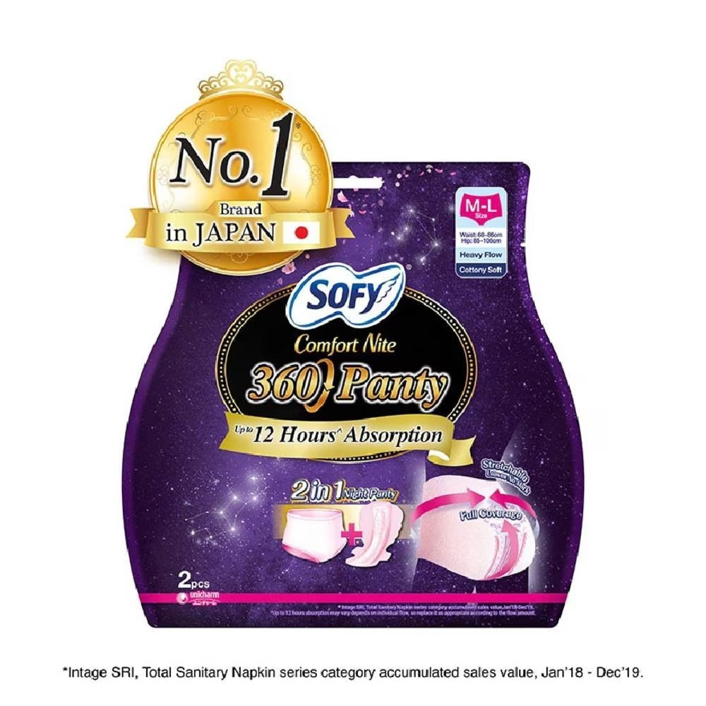 Sofy Comfort Nite 360° Panty Size  M-L (Waist 68-86cm Hip 85-105cm) 2s