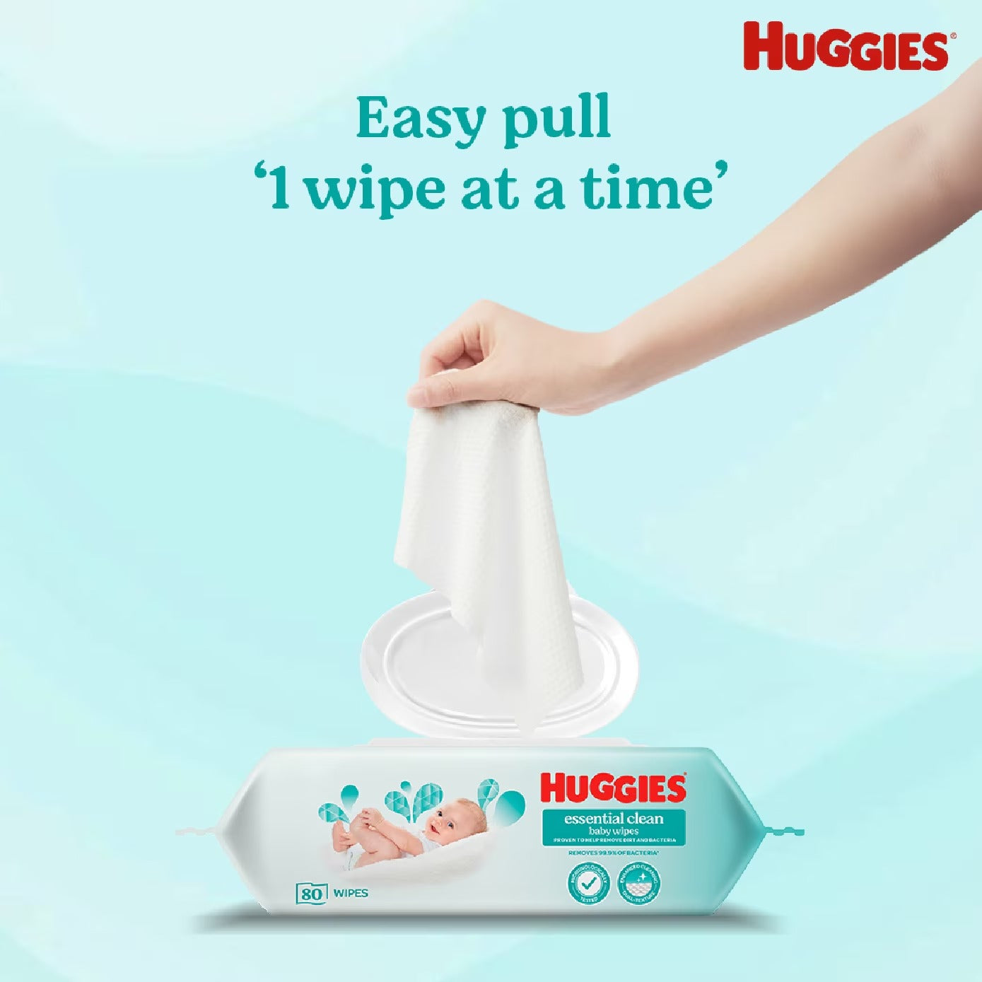 HUGGIES Essential Clean Baby Wipes 80s x 12