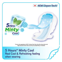 Sofy Cooling Fresh Slim Wing Night Pads 35.5cm 9s Mint