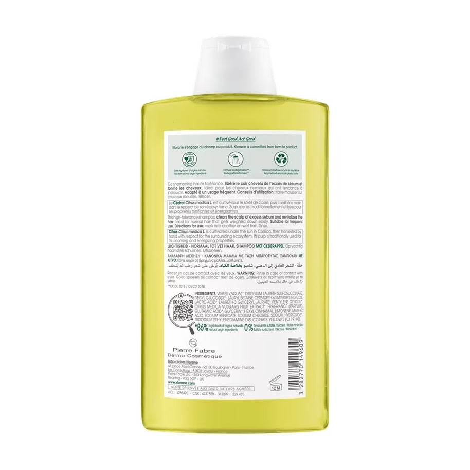 Klorane Purifying Citrus Shampoo (To Cleanses & Purifies Scalp, For Normal To Oily Hair) 400ml