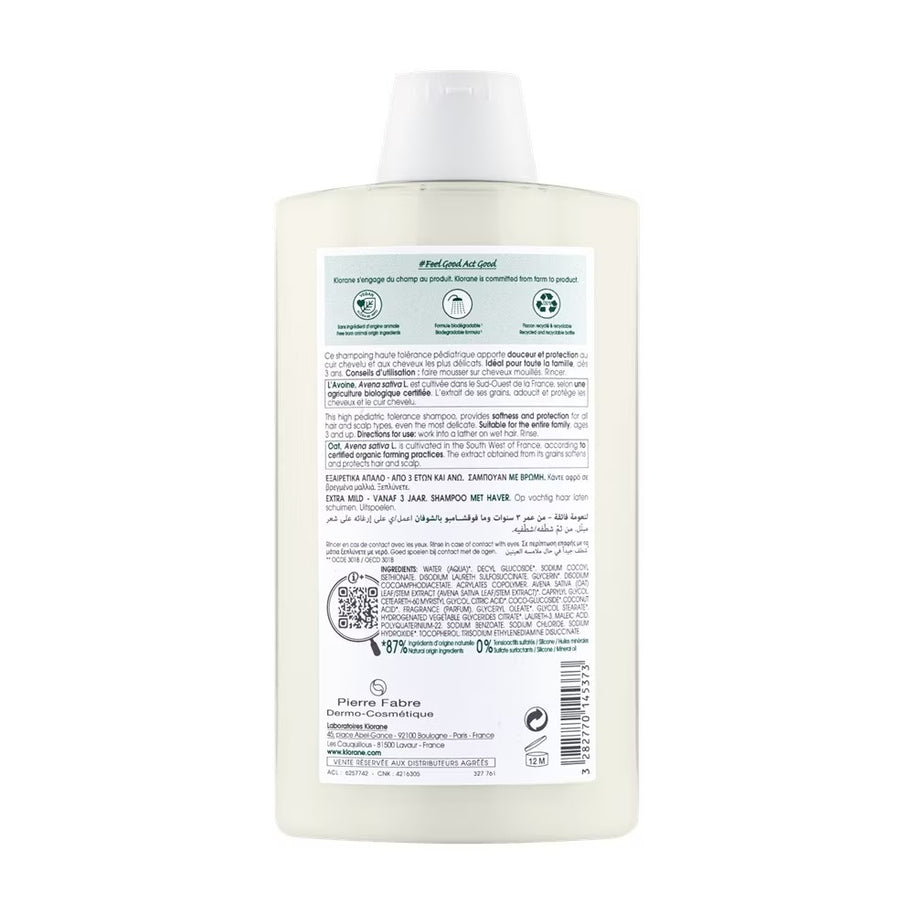Klorane Ulta-Gentle Oat Shampoo (For All Hair Types, To Gently Cleanses, Softens & Protects Scalp & Hair) 400ml