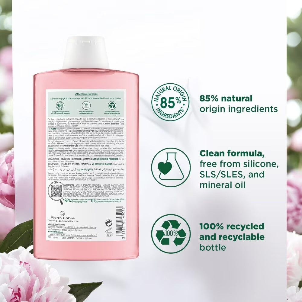 Klorane Soothing Shampoo with Organic Peony - Sensitive scalp 400ml