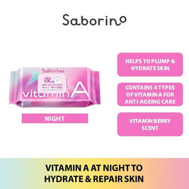 Saborino Good Night Facial Sheet Mask Vitamin A (Helps To Plump & Hydrate Skin) 30s