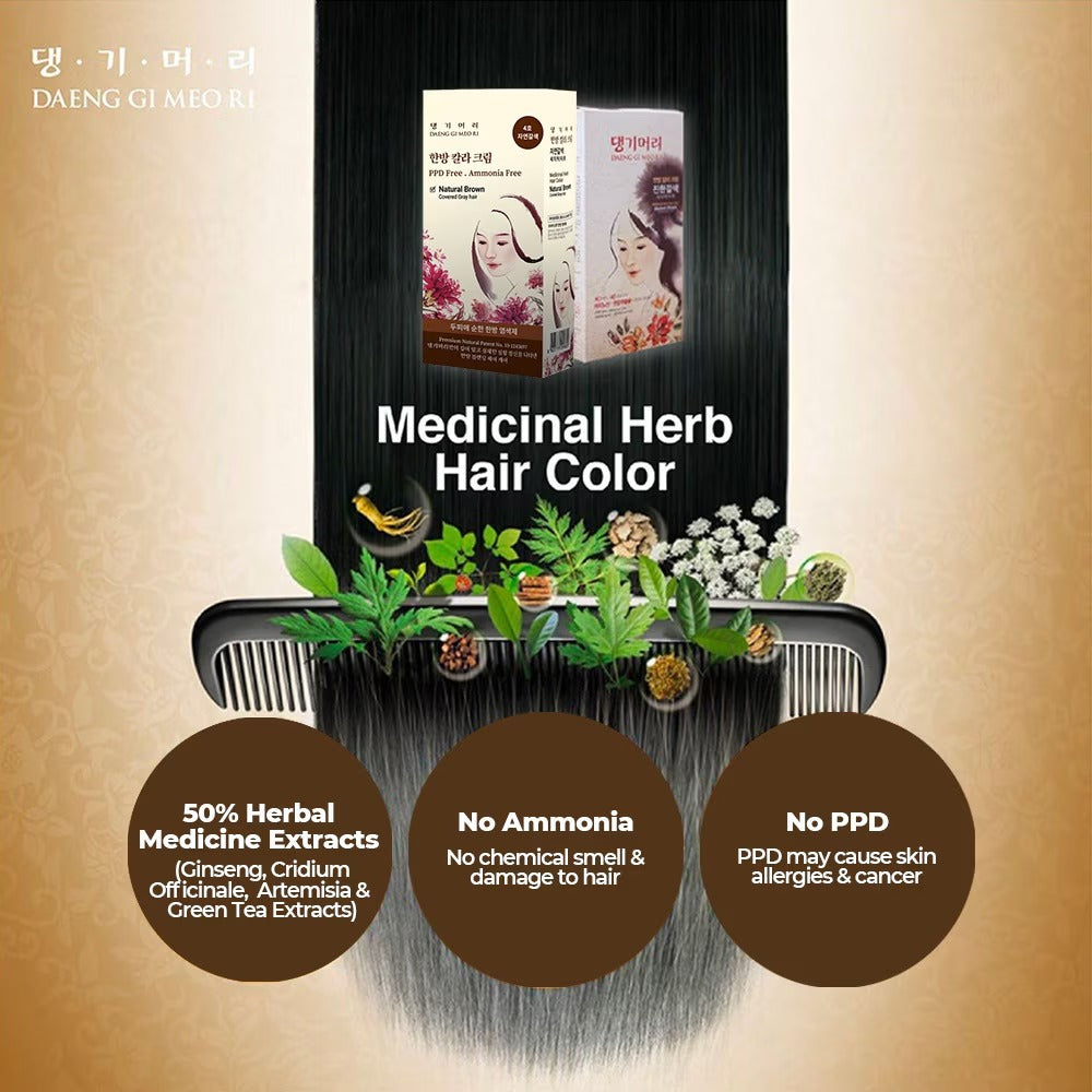 DAENG GI MEO RI Medicinal Herbal Hair Colour Natural Brown 60g