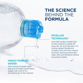 Bioderma Hydrabio H2O Moisturising Micellar Water (Facial Non-Rinse Cleanser for Dehydrated Sensitive Skin) 500ml