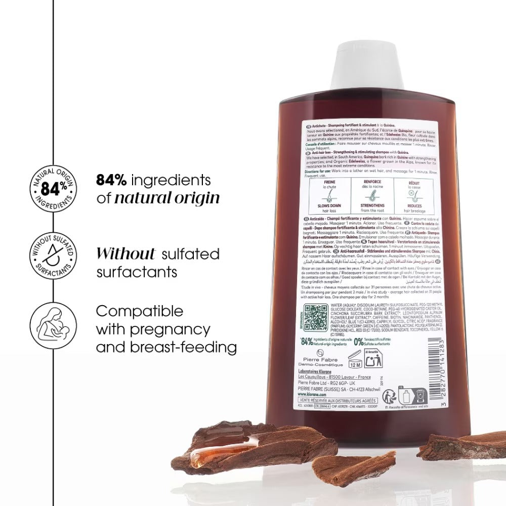 Klorane Quinine Strengthening + Anti-Hairloss Shampoo 400ml