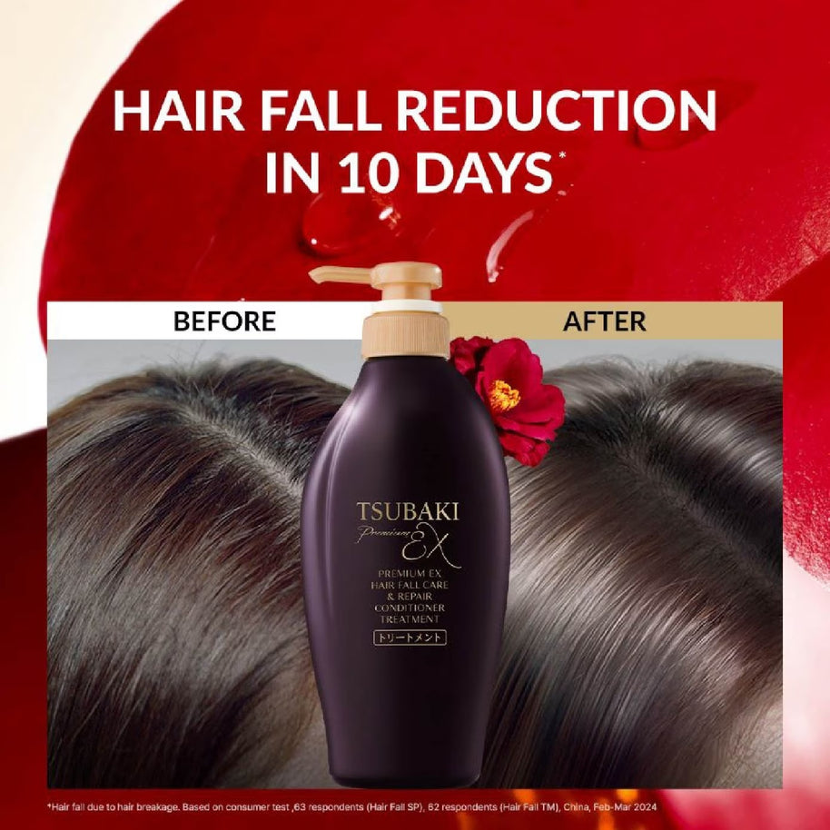 Tsubaki Premium EX Hair Fall Care & Repair Conditioner Treatment (5x Less Hair Fall, Hydrate Scalp & Repair Hair For Thicker & Fuller) 450ml