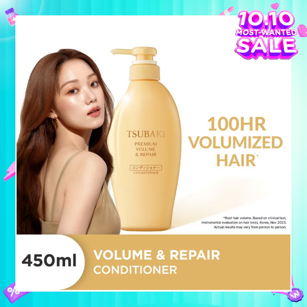 TSUBAKI Premium Volume & Repair Conditioner (Instant Volume Boost In 1 Use, To Improve Flat & Lifeless Hair) 450ml