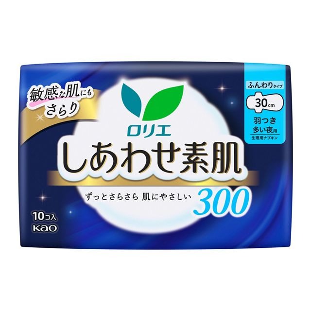 Laurier Happy Skin Heavy Night Use 30cm with Wings, 10s