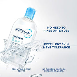 Bioderma Hydrabio H2O Moisturising Micellar Water (Facial Non-Rinse Cleanser for Dehydrated Sensitive Skin) 500ml