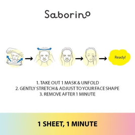 Saborino Good Night Facial Sheet Mask Vitamin A (Helps To Plump & Hydrate Skin) 30s