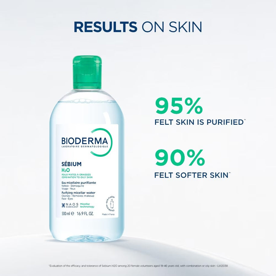 Bioderma Sebium H2O Purifying Micellar Water (Facial Non-Rinse Cleanser for Oily, Acne-Prone Skin) 500ml