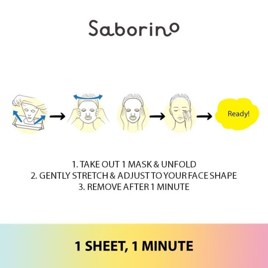 Saborino Morning Facial Sheet Mask Vitamin C (Helps To Hydrate & Brighten Dull Skin) 30s