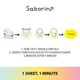 Saborino Morning Facial Sheet Mask Vitamin C (Helps To Hydrate & Brighten Dull Skin) 30s