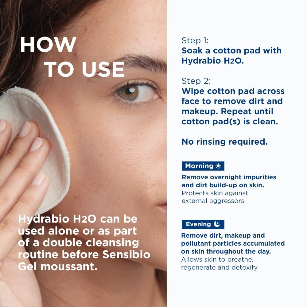 Bioderma Hydrabio H2O Moisturising Micellar Water (Facial Non-Rinse Cleanser for Dehydrated Sensitive Skin) 500ml