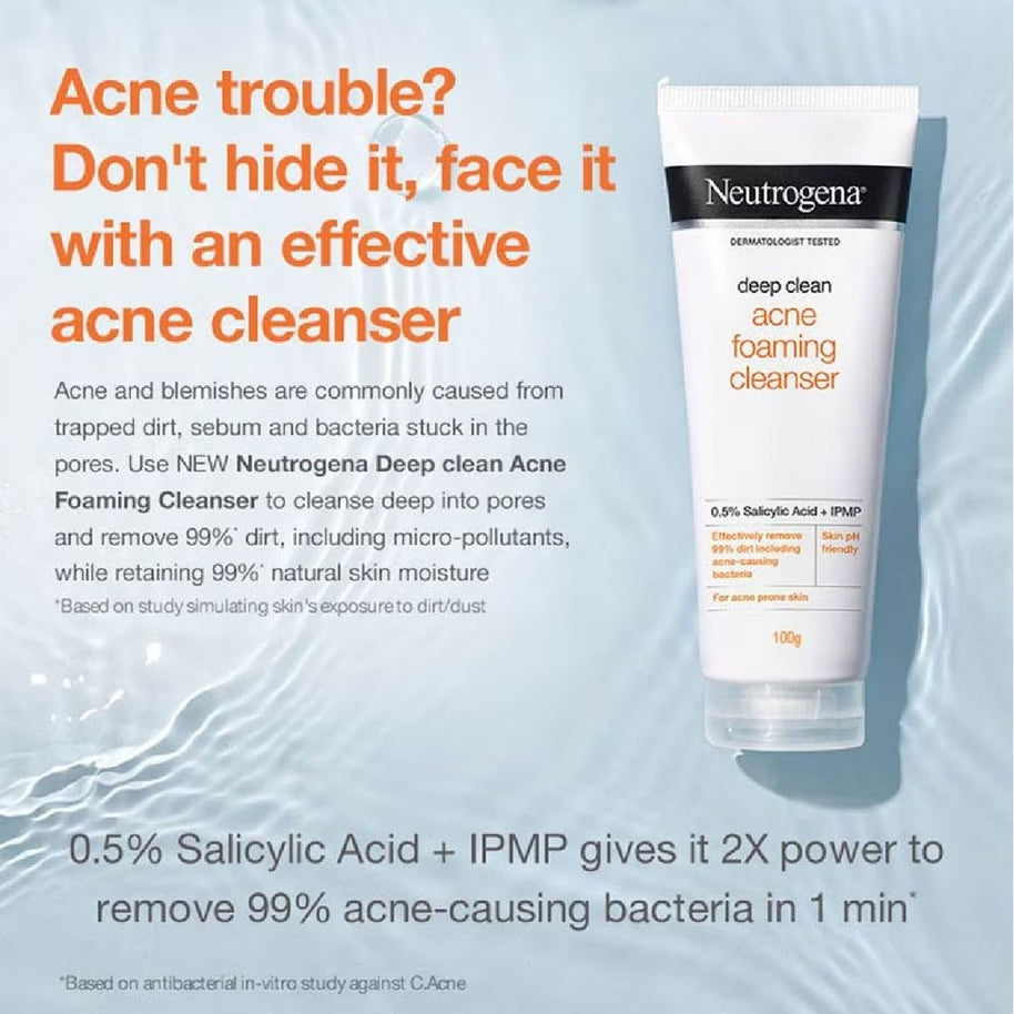 NEUTROGENA Deep Clean Acne Foaming Cleanser (For Acne Prone Skin)100g