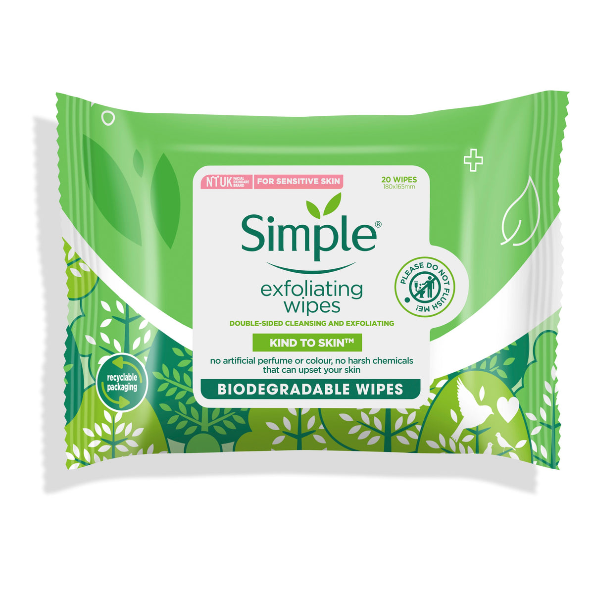 Simple Kind to Skin Exfoliating Cleansing Facial Wipes 25s