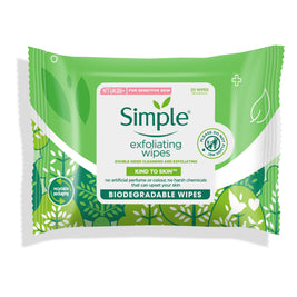 Simple Kind to Skin Exfoliating Cleansing Facial Wipes 25s