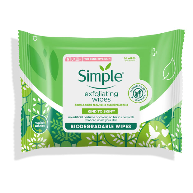 Simple Kind to Skin Exfoliating Cleansing Facial Wipes 25s