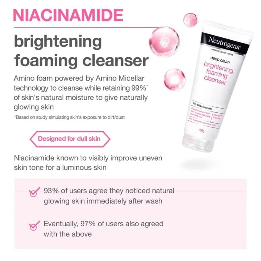Neutrogena Deep Clean Foaming Cleanser 100g (Scrub/Gentle/Acne/Hydrating/Brightening/Soothing)