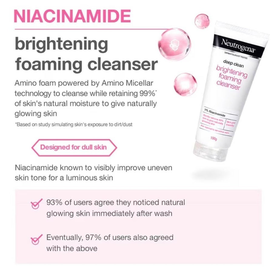 Neutrogena Deep Clean Foaming Cleanser 100g (Scrub/Gentle/Acne/Hydrating/Brightening/Soothing)