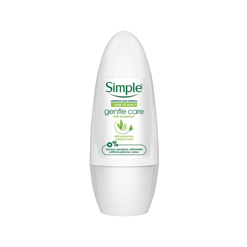 Simple Anti-Perspirant Deodorant Roll-On Gentle Care 45ml - Unfragranced