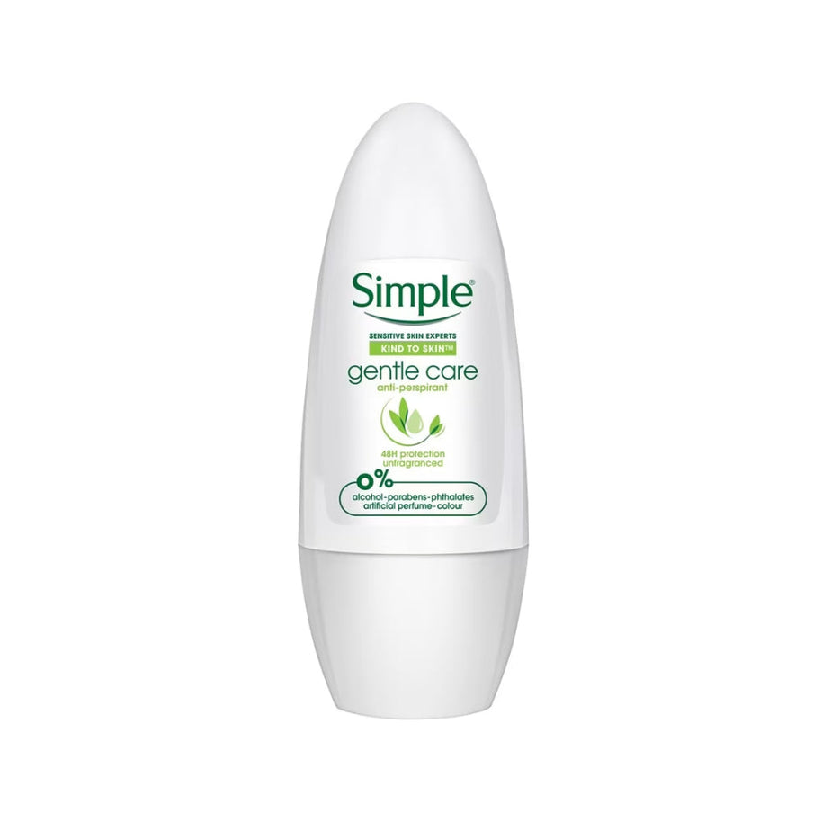 Simple Anti-Perspirant Deodorant Roll-On Gentle Care 45ml - Unfragranced