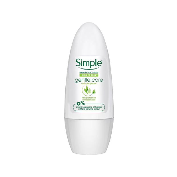 Simple Anti-Perspirant Deodorant Roll-On Gentle Care 45ml - Unfragranced