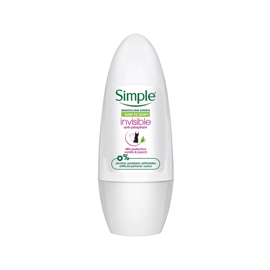 Simple Anti-Perspirant Deodorant Roll-On Invisible 45ml - Vanilla &amp; Peach